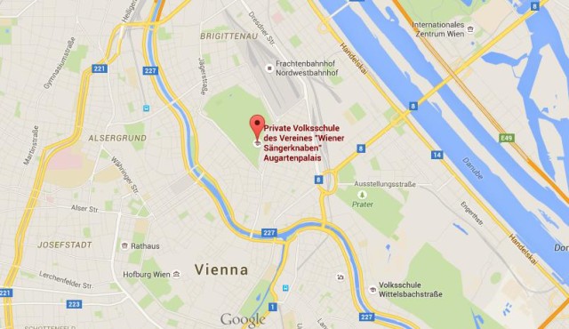 location Augarten Palace on map Vienna