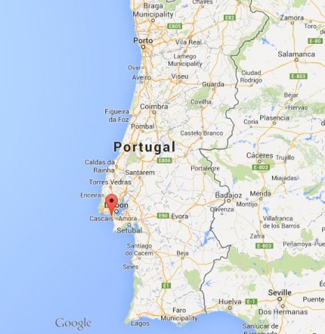 location Costa Caparica map Portugal