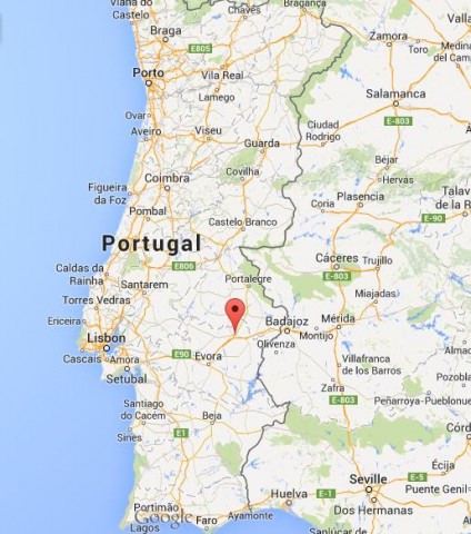 location Estremoz map Portugal