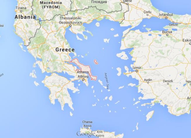 location Evia on map Greece