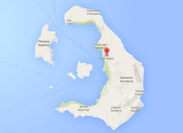 Location Fira on map Santorini