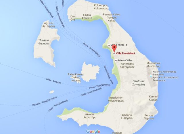 Location Firostefani on map Santorini