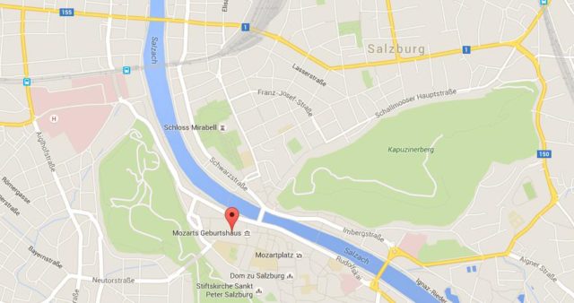 Location Getreidegasse on map Salzburg