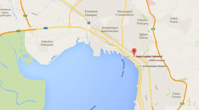 Location Hagia Sophia Church on map Thessaloniki