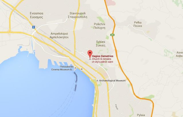 Location Hagios Demetrios Church on map Thessaloniki