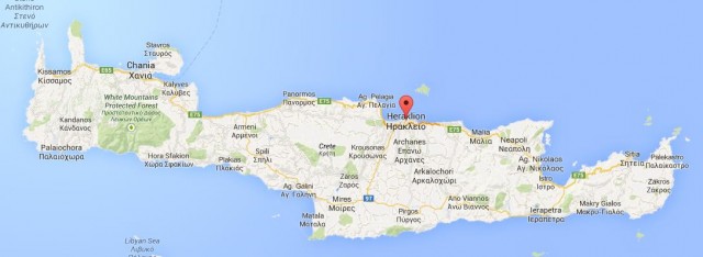 location Heraklion on map Crete