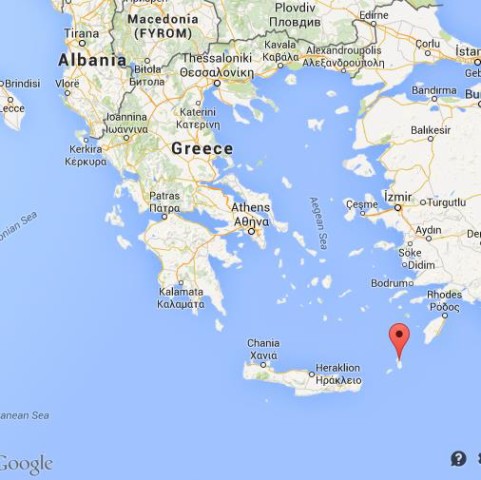 location Karpathos on map of Greece