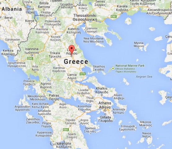location Larissa on map Greece