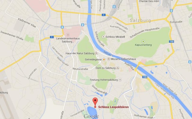 location Leopoldskron Castle on map of Salzburg