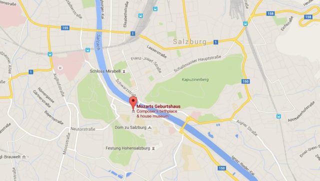 Location Mozart Birth House on map Salzburg