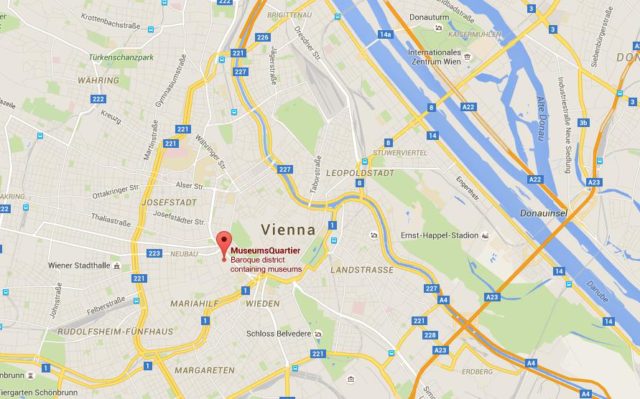 Location Museumsquartier on map Vienna