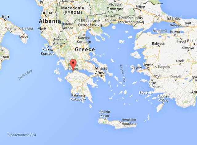 location Patras on map of Greece