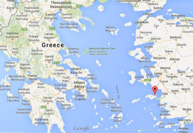 location Samos on map of Greece