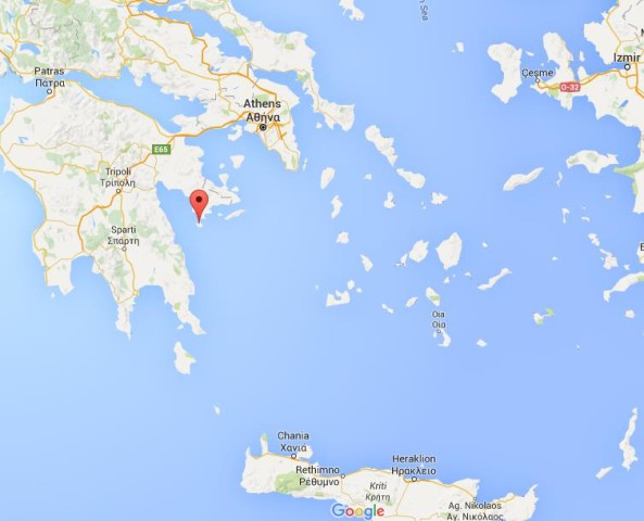 location Spetses on map Greece