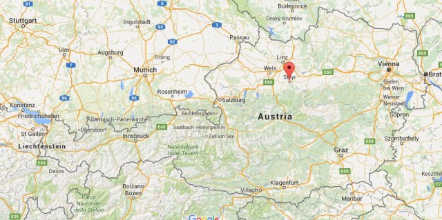 location Steyr on map Austria