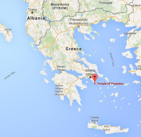 Location Temple of Poseidon on map Greece