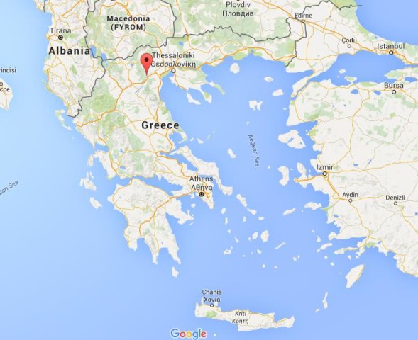 location Veria on map Greece