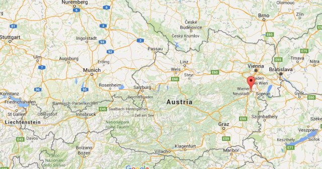 location Wiener Neustadt on map Austria