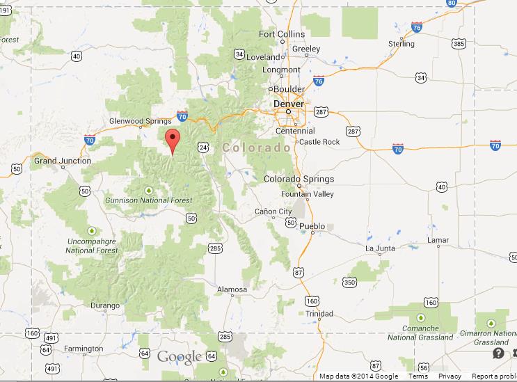 Aspen on Map of Colorado
