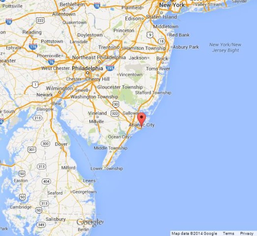 location Atlantic City on Map of New Jersey