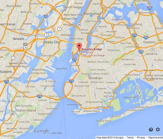 Where is Brooklyn Bridge on Map of NYC