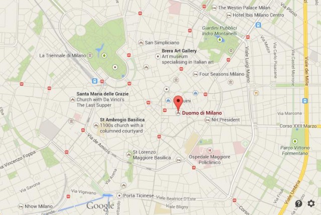 location Cathedral Duomo Milan map