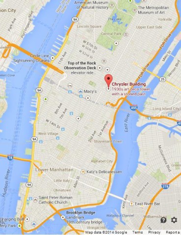 Where is Chrysler Building on Map of Manhattan
