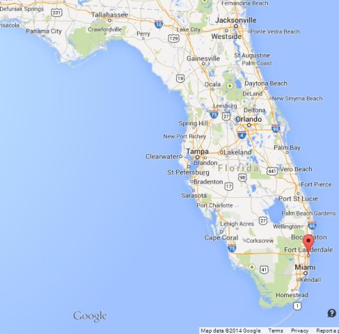 location Fort Lauderdale on Map of Florida