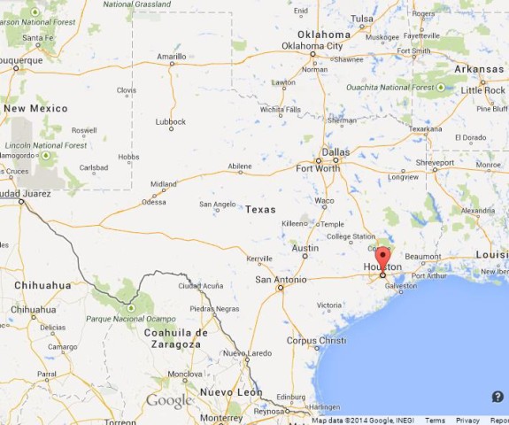 location Houston on Map of Texas