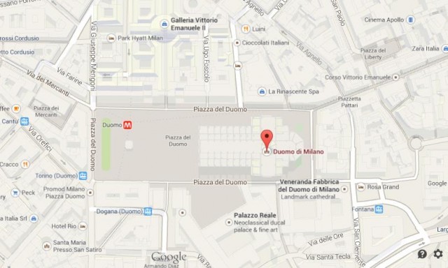 Cathedral Milan map, map of Duomo Milano