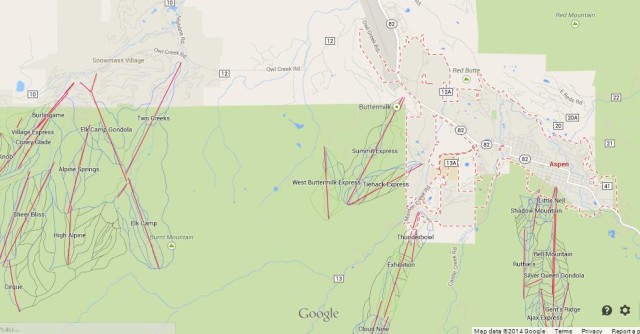 Map of Aspen Colorado