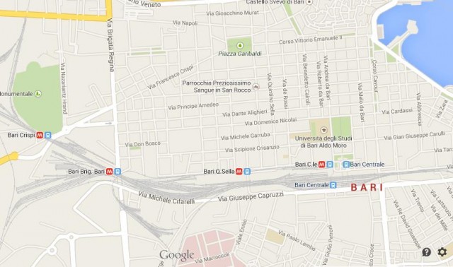 Centre Bari map, map Bari downtown