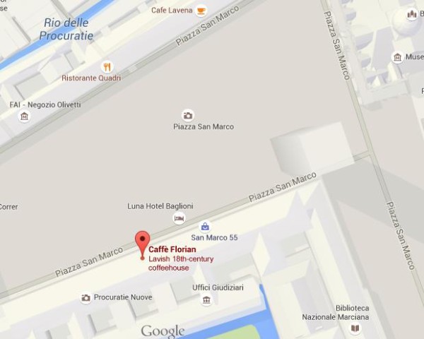 Map of Cafe Florian Venice