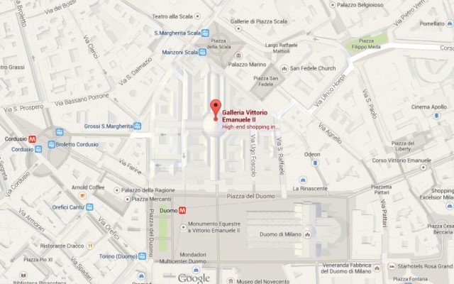 Map of Galleria Vittorio Emanuele II Milan