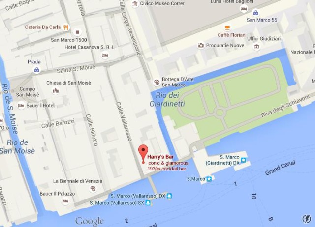 Map of Harry's Bar Venice