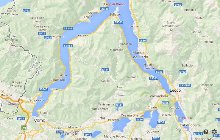 Map Of Lake Como South 