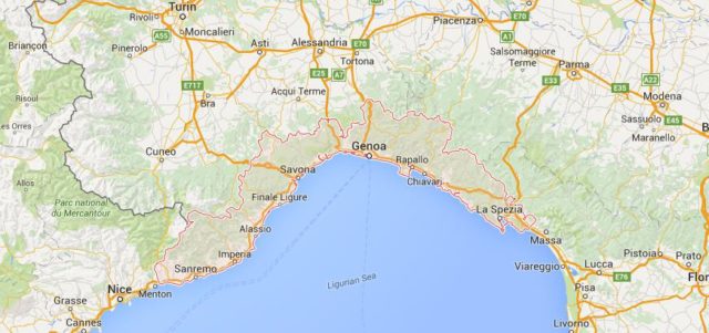 Map of Liguria Italy