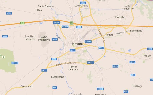Map of Novara Italy