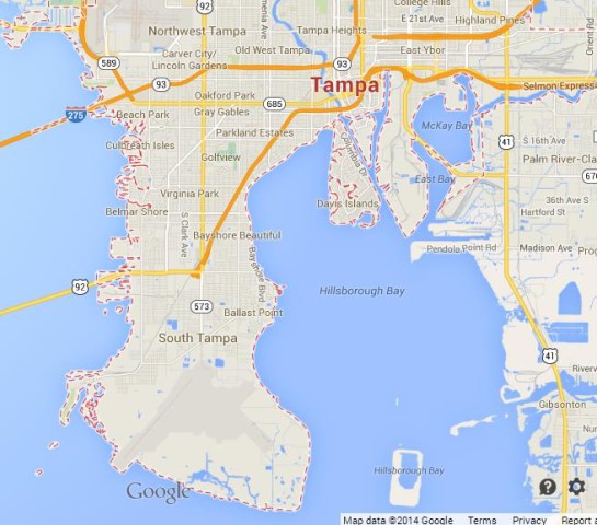 Map of Tampa Florida