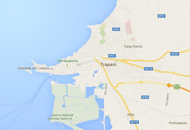 Map of Trapani Sicily