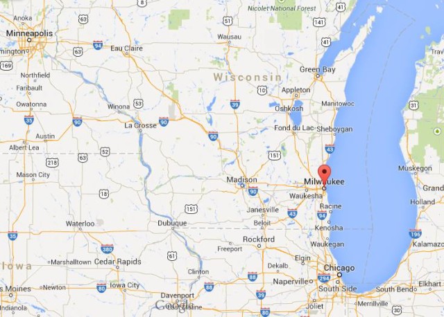 location Milwaukee on Map of Wisconsin