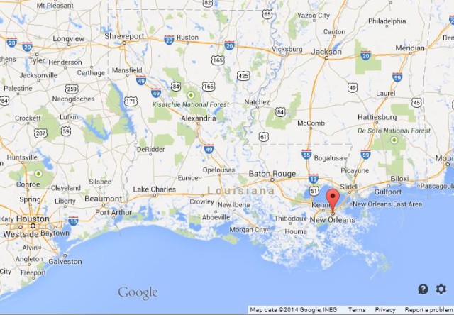 location New Orleans on Map of Louisiana