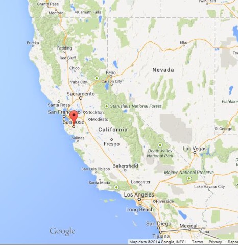 location San Jose on Map of California