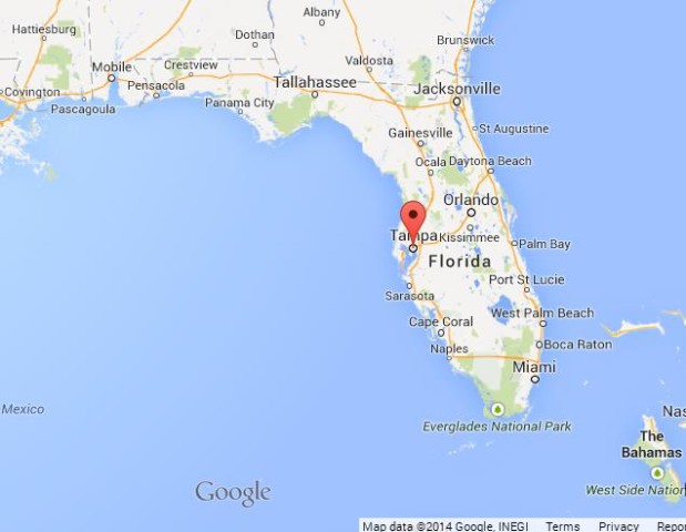 location Tampa on Map of Florida