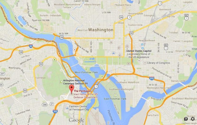 location The Pentagon on Map of Washington DC