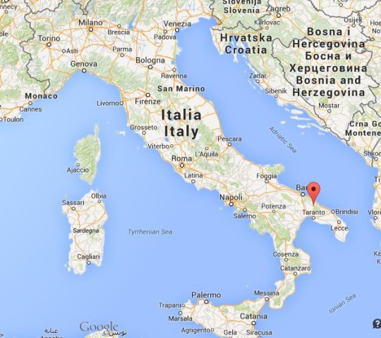 location Alberobello on map of Italy