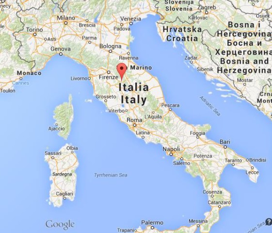 location Arezzo on map of Italy