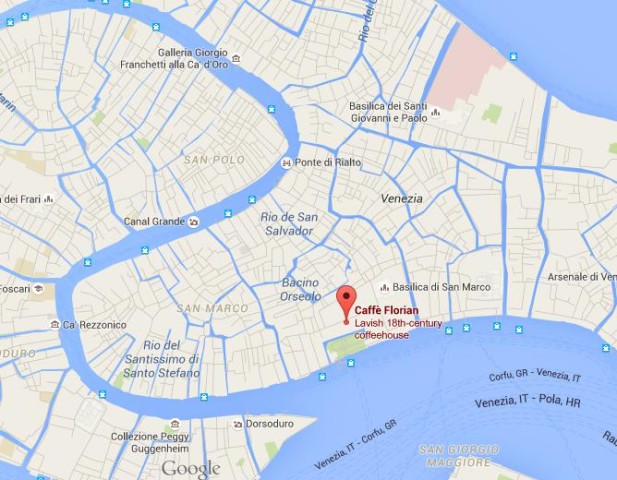 location Cafe Florian on map Venice