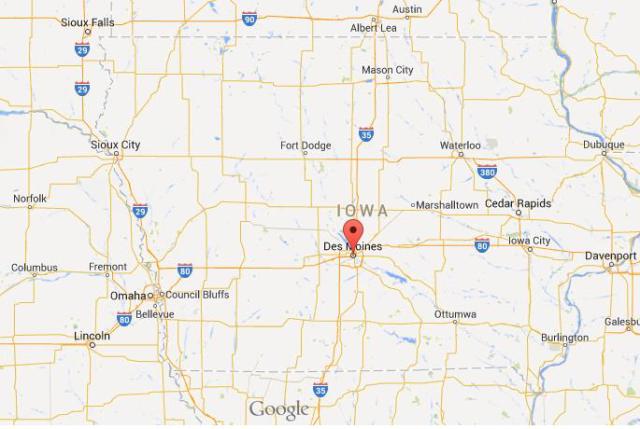 location Des Moines map Iowa