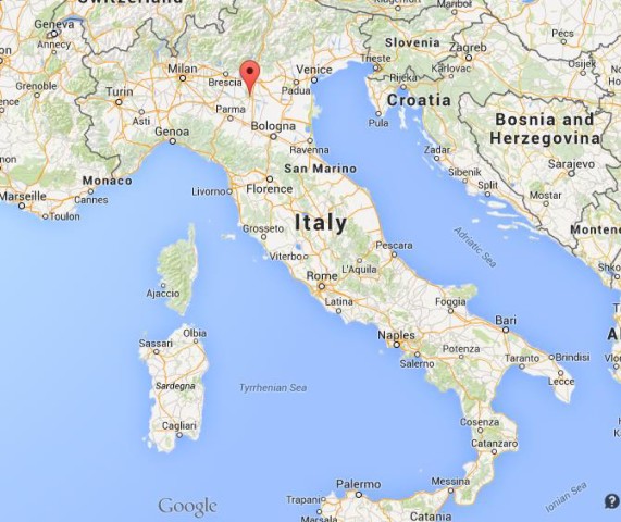 location Mantova on map of Italy